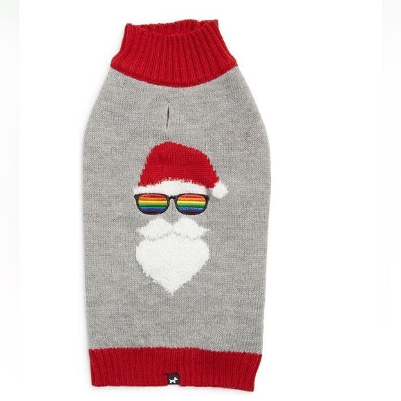 HOTEL DOGGY Pride Santa Dog Sweater, Red/Gray, Gay Pride, Medium, NWT - Picture 2 of 12